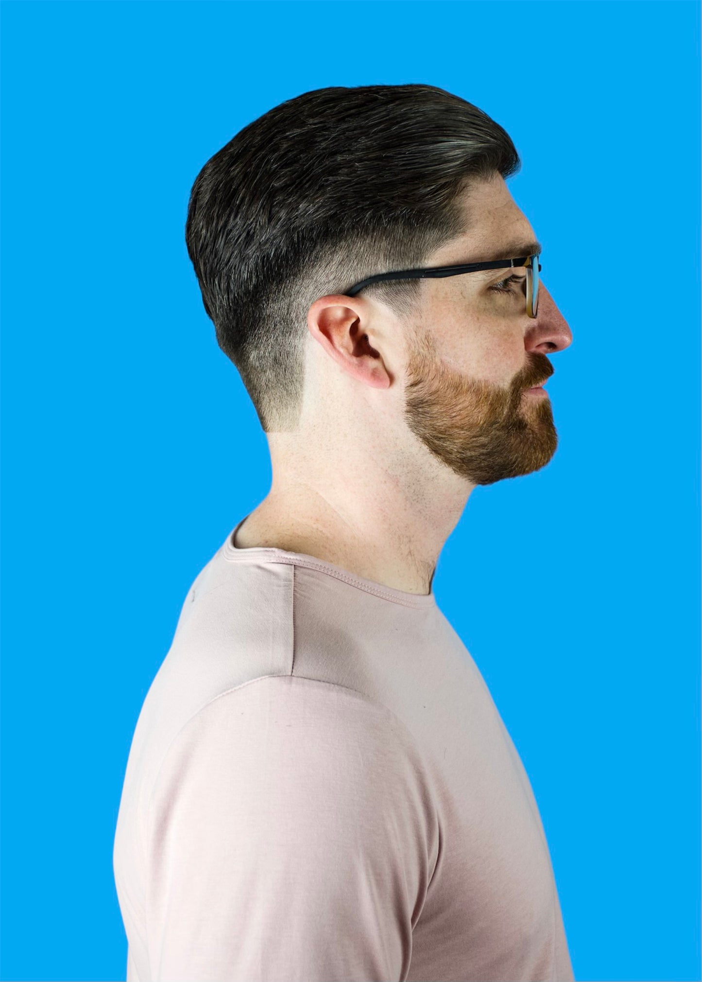 Side model Men's Newport, square, brown, demi, pattern, professional, blue light blocking glasses and frames.