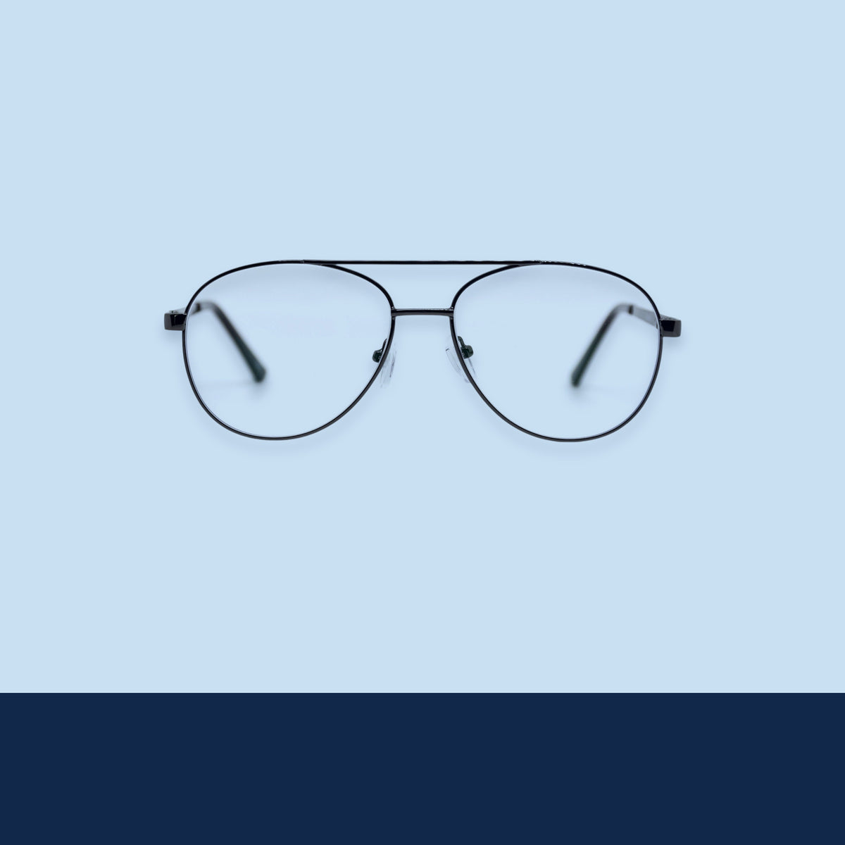 Striker black metal aviator frame with Pro Vision lenses, front view