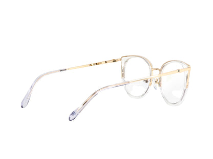 Side view of Elegant, fashionable, clear Venice women's blue light blocking frames and glasses.