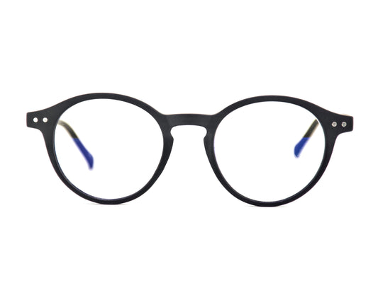 Madeira round black glasses, fashionable, unisex, mens, womens, blue light blocking frames and glasses.
