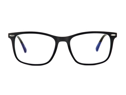Manhattan black, square, professional, men's blue light blocking frames and glasses.