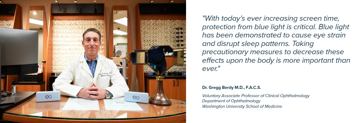 Dr. Gregg Berdy seated in his ophthalmology practice